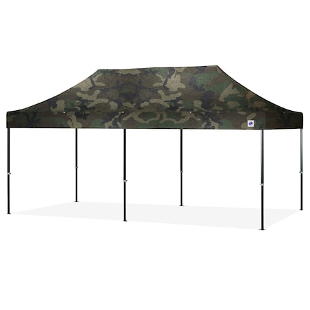 E-Z Up TAA Compliant Endeavor Shelter, 10' W x 20' L, Black Aluminum Frame, Woodland Camo Top END3ABK20KMCWC